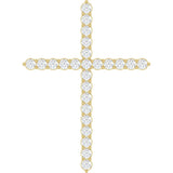 14K Gold Round Lab-Grown Diamond Accented Cross Necklace or Pendant – up to 1/6 CTW - Yellow Gold