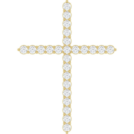 14K Gold Round Lab-Grown Diamond Accented Cross Necklace or Pendant – up to 1/6 CTW - Yellow Gold