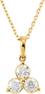 14K Gold Three-Stone Necklace - Yellow Gold