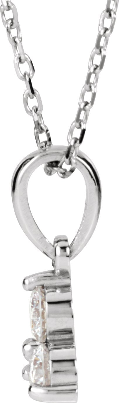 14K Gold Three-Stone Necklace - White Gold - view 2