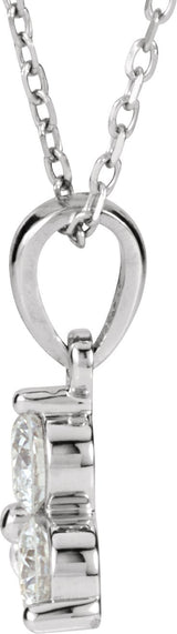 14K Gold Three-Stone Necklace - White Gold - view 2
