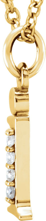 14K Gold Round Natural Diamond Initial Necklace or Pendant – up to 0.025 CTW - Yellow Gold - view 2