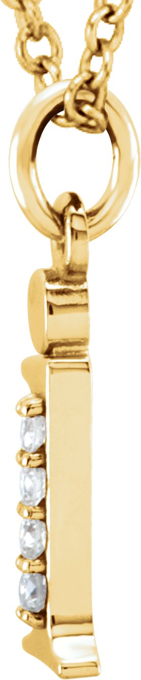 14K Gold Round Natural Diamond Initial Necklace or Pendant – up to 0.025 CTW - Yellow Gold - view 2