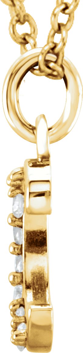 14K Gold Round Natural Diamond Initial Necklace or Pendant – up to 0.025 CTW - Yellow Gold - view 2