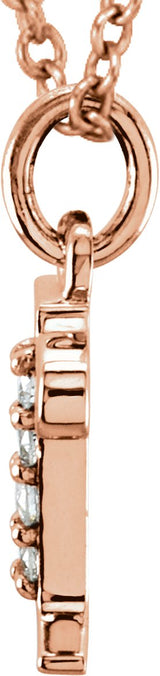 14K Gold Round Natural Diamond Initial Necklace or Pendant – up to 0.025 CTW - Rose Gold - view 2