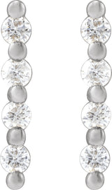 Platinum Round Natural Diamond Accented Bar Earrings III - view 2