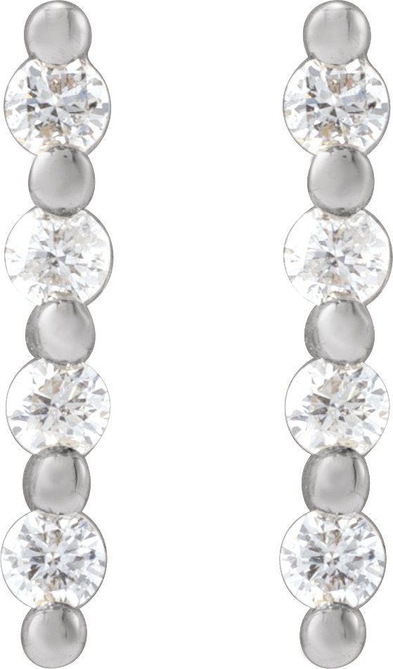 Platinum Round Natural Diamond Accented Bar Earrings III - view 2