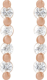 14K Gold Round Natural Diamond Accented Bar Earrings III - Rose Gold - view 2