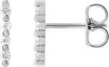 Platinum Round Natural Diamond Accented Bar Earrings III