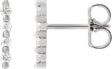 14K Gold Round Natural Diamond Accented Bar Earrings III - White Gold