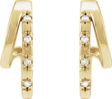 14K Gold Round Natural Diamond Accented Double Hoop Earrings - Yellow Gold - view 2