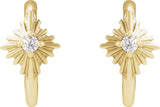 14K Gold Round Natural Diamond Accented Star Hoop Earrings – 1.5mm Stones - Yellow Gold - view 2