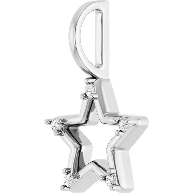 14K Gold Round Natural Diamond Accented Star Pendant – 0.03 CTW - White Gold - view 3