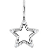 14K Gold Round Natural Diamond Accented Star Pendant – 0.03 CTW - White Gold