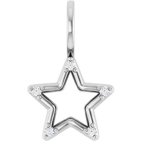 14K Gold Round Natural Diamond Accented Star Pendant – 0.03 CTW - White Gold