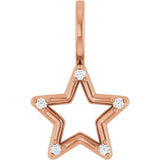 14K Gold Round Natural Diamond Accented Star Pendant – 0.03 CTW - Rose Gold