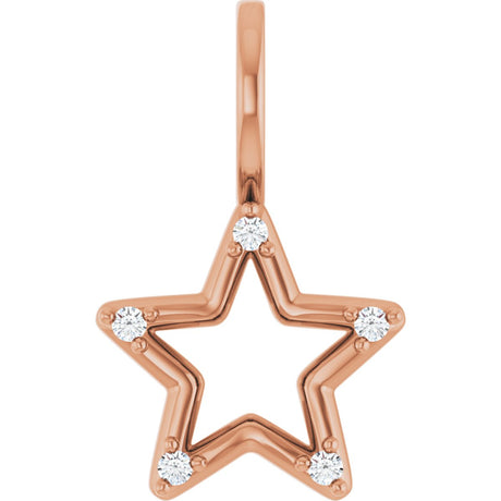 14K Gold Round Natural Diamond Accented Star Pendant – 0.03 CTW - Rose Gold