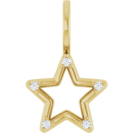 14K Gold Round Natural Diamond Accented Star Pendant – 0.03 CTW - Yellow Gold
