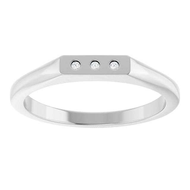 Platinum Round Natural Diamond Three-Stone Ring – 1.2mm Stones - view 3