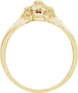 14K Gold Round Natural Diamond Lion Head Ring - Yellow Gold - view 2