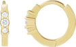 14K Gold Round Natural Diamond Hinged Hoop Earrings II - Yellow Gold