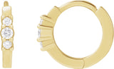 14K Gold Round Natural Diamond Hinged Hoop Earrings II - Yellow Gold