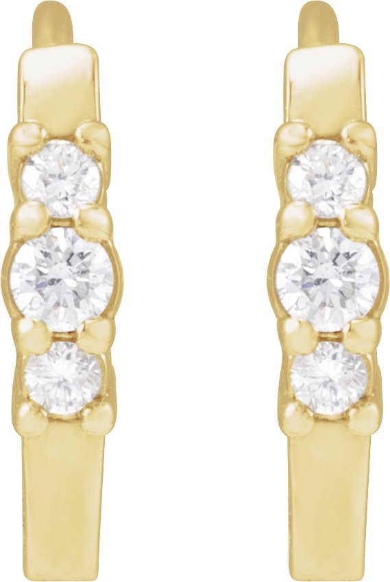 14K Gold Round Natural Diamond Hinged Hoop Earrings II - Yellow Gold - view 2