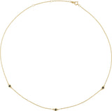 14K Gold Round Natural Black Diamond Bezel-Set Station Necklace - Yellow Gold