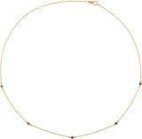 14K Gold Round Natural Black Diamond Bezel-Set Station Necklace - Yellow Gold