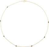 14K Gold Round Natural Black Diamond Bezel-Set Station Necklace - Yellow Gold