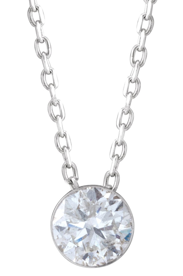 14K Gold Round Natural Diamond Solitaire Necklace – 1/2 CTW