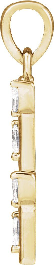 14K Gold Marquise Natural Diamond Floral Bar Necklace or Pendant - Yellow Gold - view 2