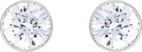 14K Gold Natural Diamond Round Ultra-Lightweight Stud Earrings - view 2