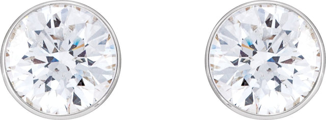 14K Gold Natural Diamond Round Ultra-Lightweight Stud Earrings - view 2