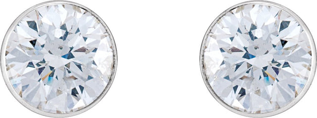 14K Gold Natural Diamond Round Ultra-Lightweight Stud Earrings - view 2