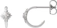 Platinum Round Natural Diamond Accented Star Hoop Earrings – 1.5mm Stones