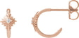 14K Gold Round Natural Diamond Accented Star Hoop Earrings – 1.5mm Stones - Rose Gold