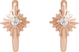 14K Gold Round Natural Diamond Accented Star Hoop Earrings – 1.5mm Stones - Rose Gold - view 2