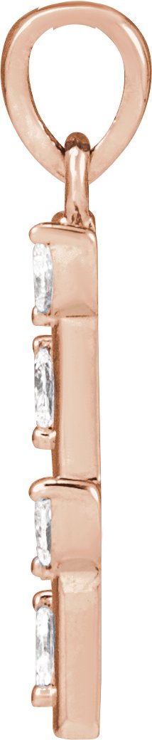 14K Gold Marquise Natural Diamond Floral Bar Necklace or Pendant - Rose Gold - view 2