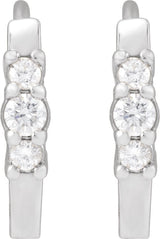 14K Gold Round Natural Diamond Hinged Hoop Earrings II - White Gold - view 2
