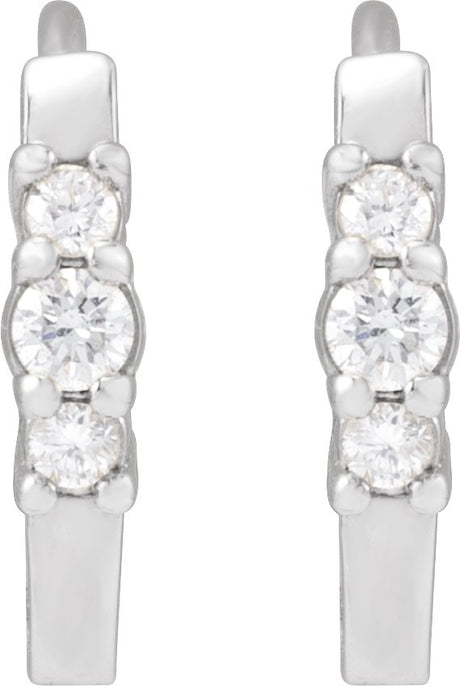 Platinum Round Natural Diamond Hinged Hoop Earrings II - view 2