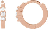 14K Gold Round Natural Diamond Hinged Hoop Earrings II - Rose Gold