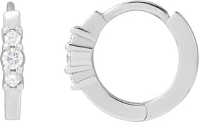 Platinum Round Natural Diamond Hinged Hoop Earrings II