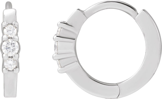 Platinum Round Natural Diamond Hinged Hoop Earrings II