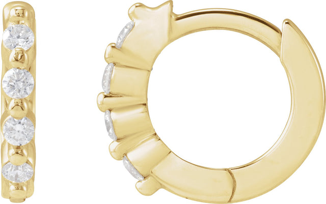 Platinum Round Natural Diamond Accented Hinged Hoop Earrings