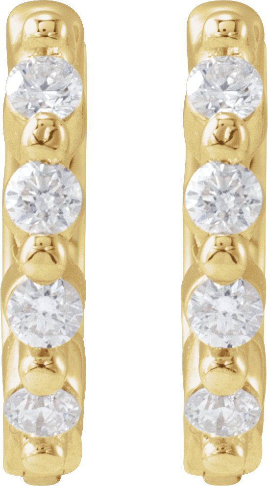 14K Gold Round Natural Diamond Accented Hinged Hoop Earrings – 1.5mm Stones - Rose Gold - view 2
