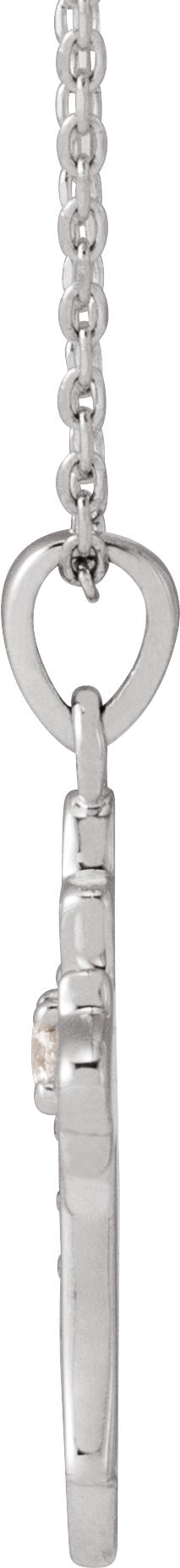 14K Gold Round Natural Diamond Vintage-Inspired Cross Necklace or Pendant – 0.08 CTW - White Gold - view 2