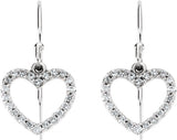 14K Gold Round Natural Diamond Accented Heart Earrings - White Gold - view 2