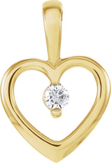 14K Gold Round Natural Diamond Accented Heart Pendant – 0.07 CTW - Yellow Gold