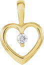 14K Gold Round Natural Diamond Accented Heart Pendant – 0.07 CTW - Yellow Gold